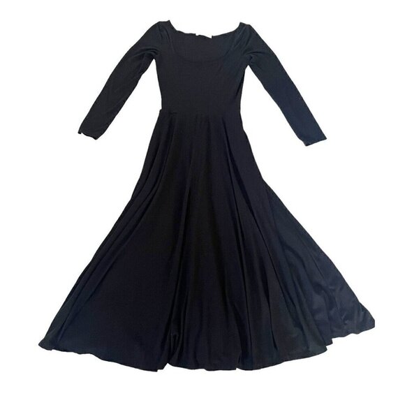 Reformation Jeans Women's Sz XS Black Flowy Long Sleeve Scoop Neck Midi Dress - Picture 7 of 7